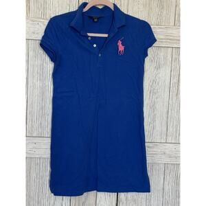 Ralph Lauren polo girls Dress sz. L 12-14 royal blue classic shirt Pink Horse